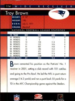 2002 Donruss #114 Troy Brown Back