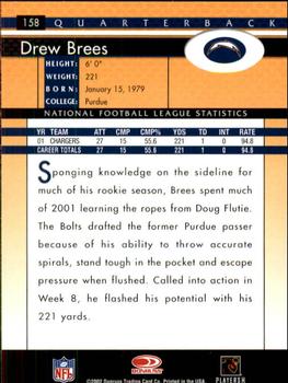 2002 Donruss #158 Drew Brees Back