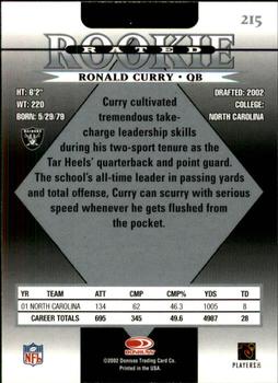 2002 Donruss #215 Ronald Curry Back