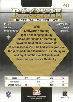 2002 Donruss #243 Donte Stallworth Back