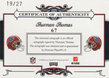 2008 Playoff National Treasures - Signature Patches College #67 Thurman Thomas Back