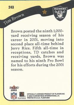 2002 Fleer #243 Tim Brown Back