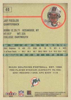2002 Fleer Authentix #40 Jay Fiedler Back