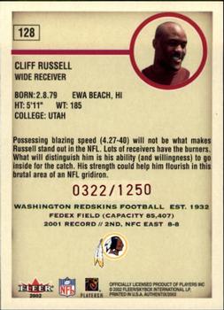2002 Fleer Authentix #128 Cliff Russell Back