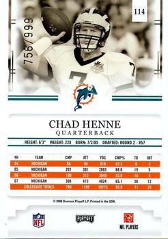 2008 Playoff Prestige - Draft Picks Light Blue #114 Chad Henne Back