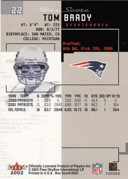 2002 Fleer Box Score #22 Tom Brady Back