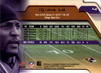 2002 Flair #4 Ray Lewis Back
