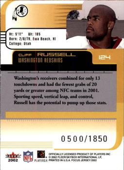 2002 Fleer Focus Jersey Edition #124 Cliff Russell Back