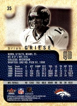 2002 Fleer Genuine #35 Brian Griese Back