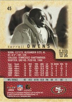 2002 Fleer Genuine #45 Terrell Owens Back