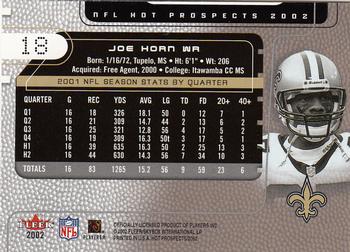 2002 Fleer Hot Prospects #18 Joe Horn Back