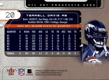 2002 Fleer Hot Prospects #20 Terrell Davis Back