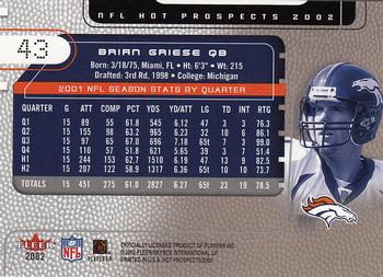2002 Fleer Hot Prospects #43 Brian Griese Back