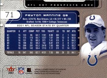 2002 Fleer Hot Prospects #71 Peyton Manning Back