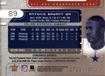2002 Fleer Hot Prospects #89 Antonio Bryant Back