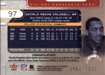 2002 Fleer Hot Prospects #97 Donald Reche Caldwell Back