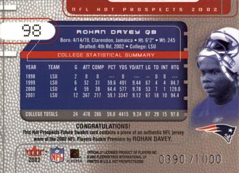 2002 Fleer Hot Prospects #98 Rohan Davey Back