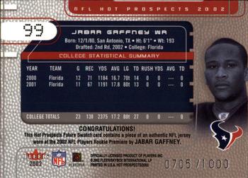 2002 Fleer Hot Prospects #99 Jabar Gaffney Back