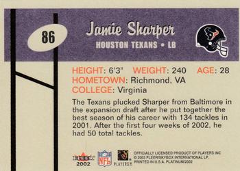 2002 Fleer Platinum #86 Jamie Sharper Back