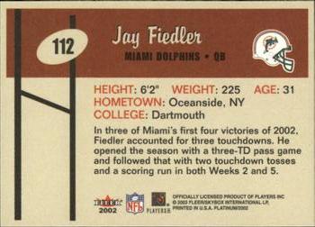 2002 Fleer Platinum #112 Jay Fiedler Back