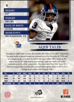 2008 Press Pass - Reflectors #4 Aqib Talib Back
