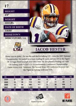 2008 Press Pass - Reflectors #17 Jacob Hester Back