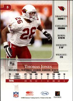2002 Leaf Rookies & Stars #3 Thomas Jones Back