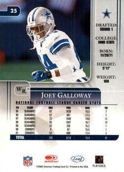 2002 Leaf Rookies & Stars #25 Joey Galloway Back