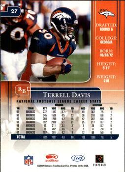 2002 Leaf Rookies & Stars #27 Terrell Davis Back