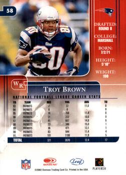 2002 Leaf Rookies & Stars #58 Troy Brown Back