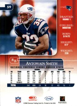 2002 Leaf Rookies & Stars #59 Antowain Smith Back