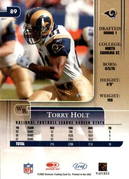2002 Leaf Rookies & Stars #89 Torry Holt Back