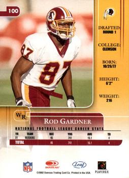 2002 Leaf Rookies & Stars #100 Rod Gardner Back