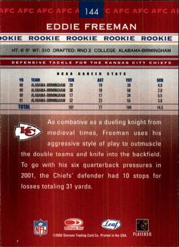 2002 Leaf Rookies & Stars #144 Eddie Freeman Back