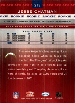 2002 Leaf Rookies & Stars #213 Jesse Chatman Back