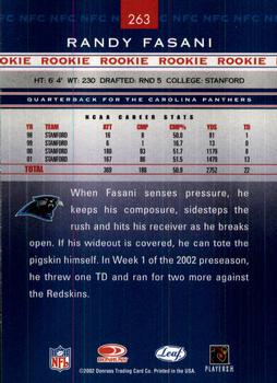 2002 Leaf Rookies & Stars #263 Randy Fasani Back
