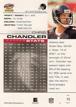 2002 Pacific #15 Chris Chandler Back