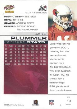 2002 Pacific #10 Jake Plummer Back