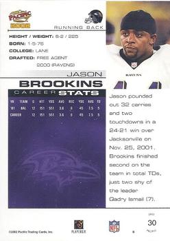 2002 Pacific #30 Jason Brookins Back