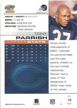 2002 Pacific #79 Tony Parrish Back