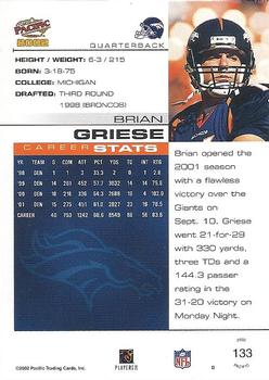 2002 Pacific #133 Brian Griese Back
