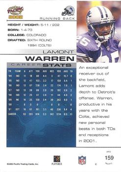 2002 Pacific #159 Lamont Warren Back