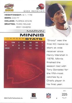 2002 Pacific #225 Marvin Minnis Back