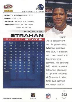 2002 Pacific #293 Michael Strahan Back