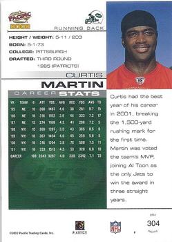2002 Pacific #304 Curtis Martin Back