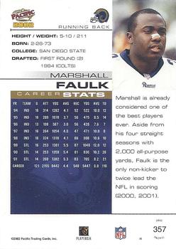 2002 Pacific #357 Marshall Faulk Back