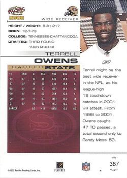 2002 Pacific #387 Terrell Owens Back