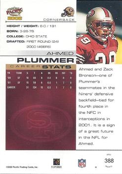 2002 Pacific #388 Ahmed Plummer Back