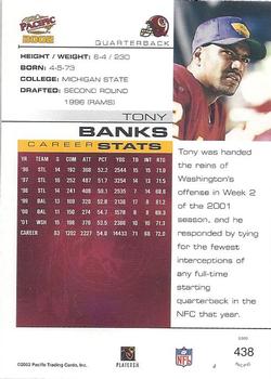 2002 Pacific #438 Tony Banks Back