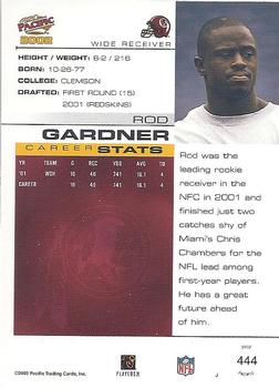 2002 Pacific #444 Rod Gardner Back